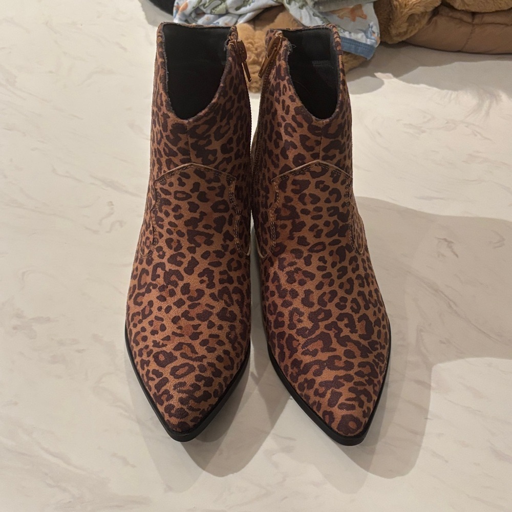 Journee Collection Leopard Print Ankle Booties - Brown